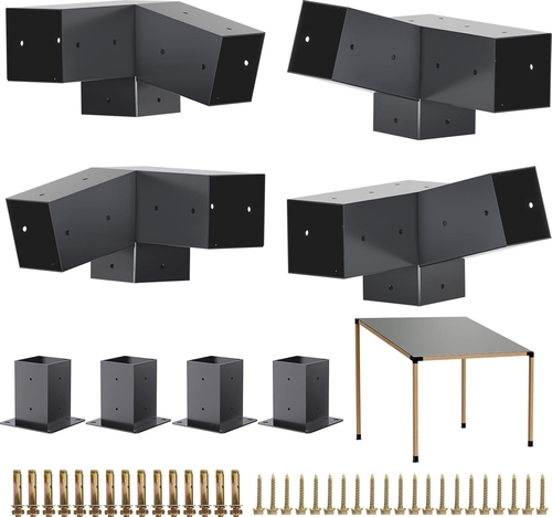 Latest company news about Suportes de telhado inclinados de 15 ° de 15 ° 75 ° Suporte de canto de pérgola com kit de gazebo da base para 4x4 ''