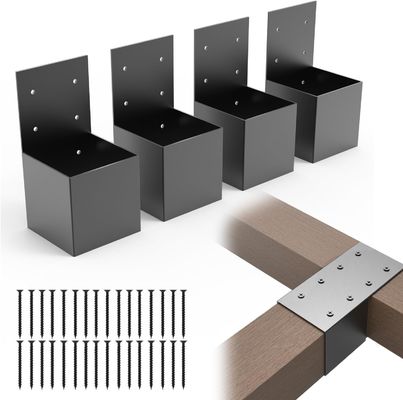 Conjunto completo de suporte de pergola moderna Kit de base de poste de madeira com suporte de aço Kit de suporte de pergola de tamanho modular