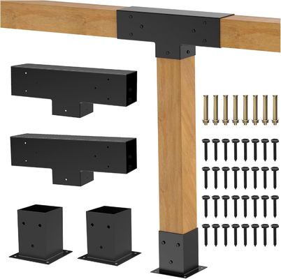 Kit de Suporte para Pérgola de 30° para Madeira 4x4, Conector de Marcenaria DIY em Forma de L, Ferragens para Construção de Pérgolas e Varandas Externas